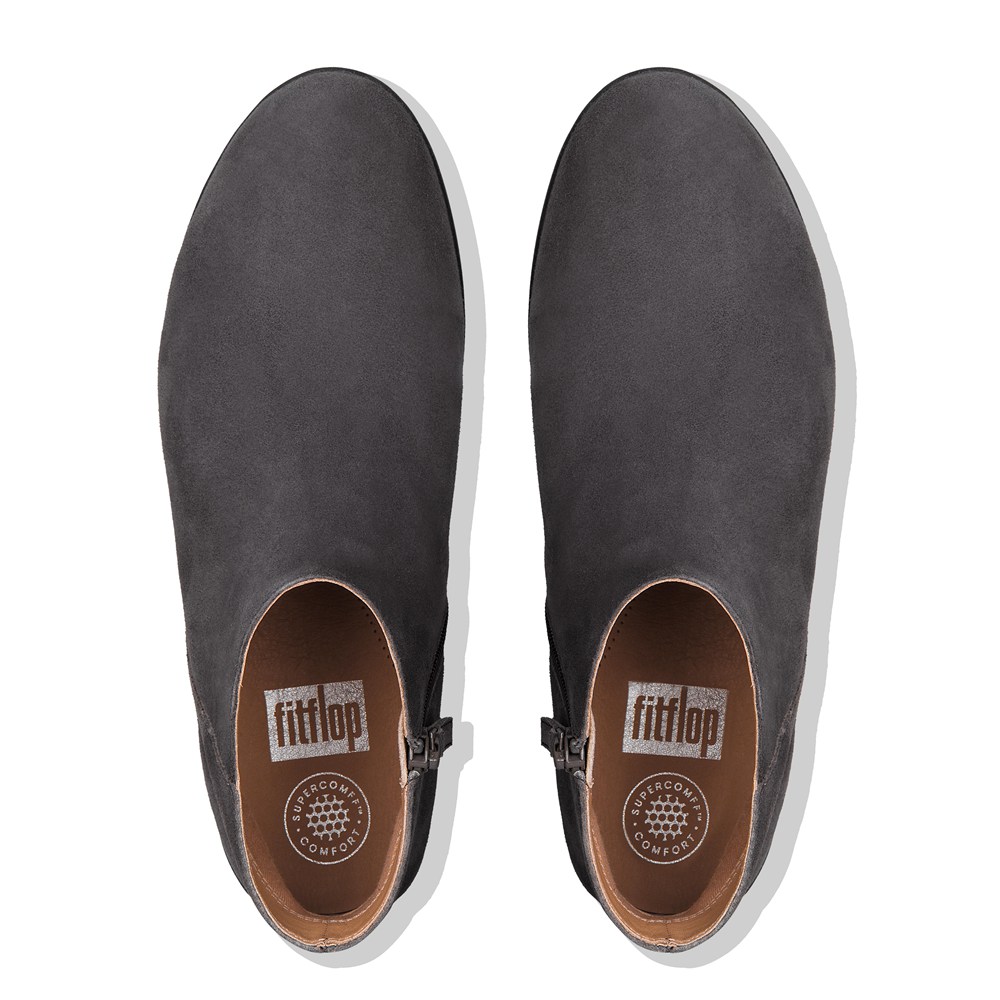 Fitflop Womens Boots - Sumi Suede Ankle - Dark Grey - 408-DEJIXT